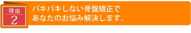 バキバキしない骨盤矯正であなたのお悩み解決します。
